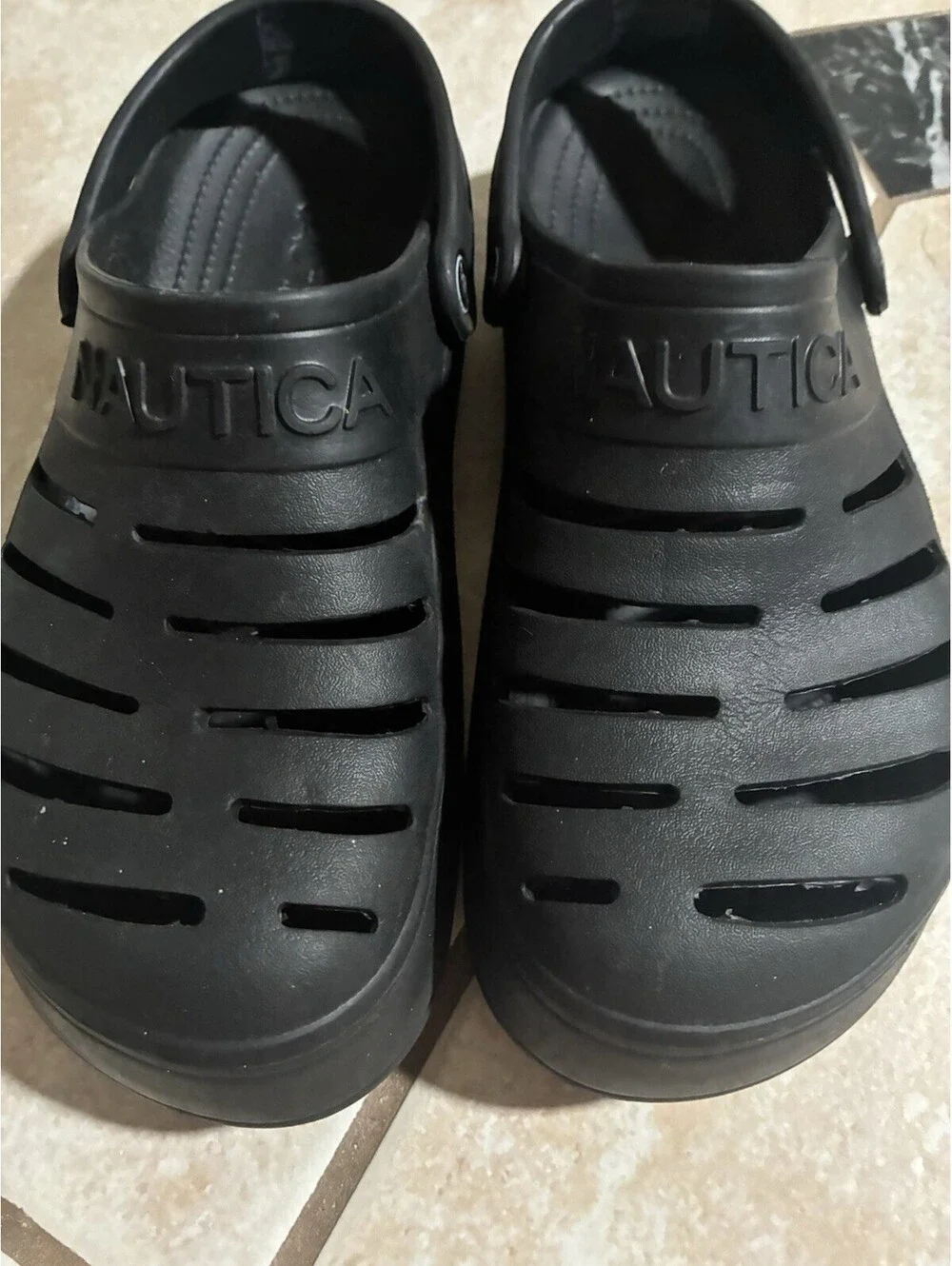 Nautica Shoes Men Size 10 Black River Edge Slip On Clog Comfort Sandals Water